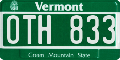 VT license plate OTH833