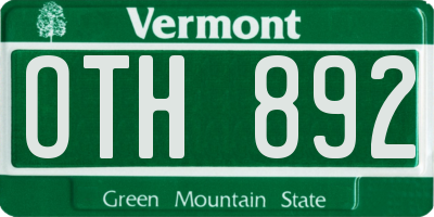 VT license plate OTH892