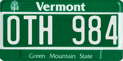 VT license plate OTH984
