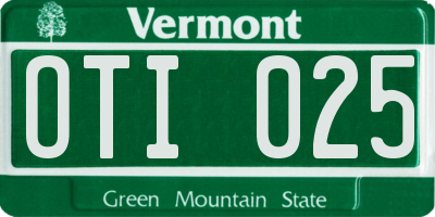 VT license plate OTI025