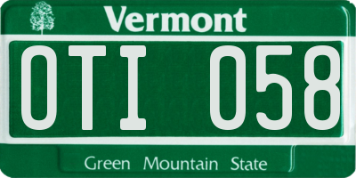 VT license plate OTI058