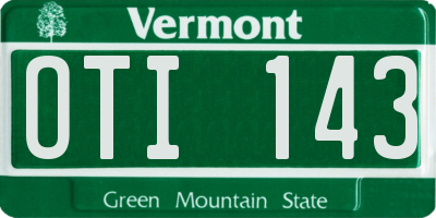 VT license plate OTI143