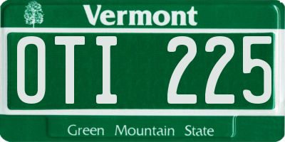 VT license plate OTI225