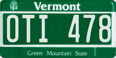 VT license plate OTI478