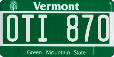 VT license plate OTI870
