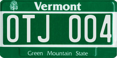 VT license plate OTJ004