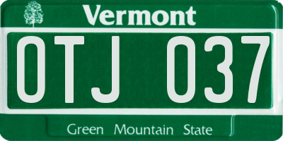 VT license plate OTJ037