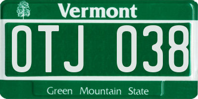 VT license plate OTJ038
