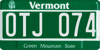 VT license plate OTJ074