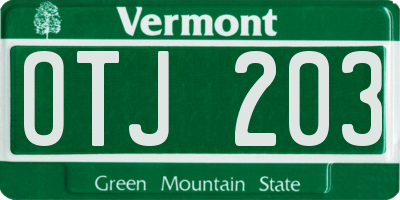 VT license plate OTJ203