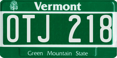 VT license plate OTJ218