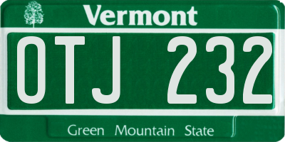 VT license plate OTJ232