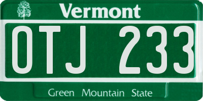 VT license plate OTJ233