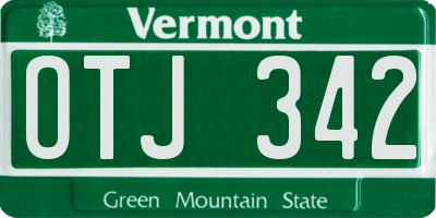 VT license plate OTJ342