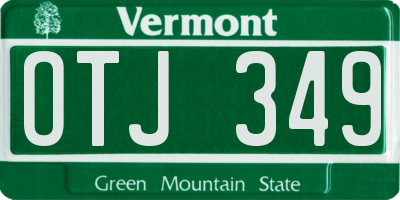 VT license plate OTJ349