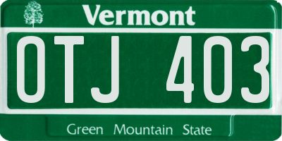 VT license plate OTJ403
