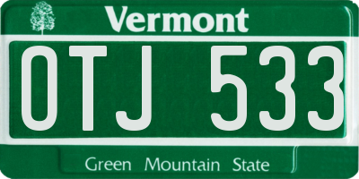 VT license plate OTJ533