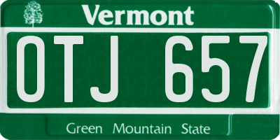 VT license plate OTJ657