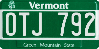 VT license plate OTJ792