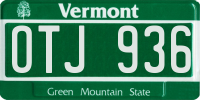 VT license plate OTJ936