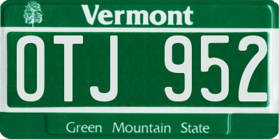 VT license plate OTJ952