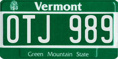 VT license plate OTJ989
