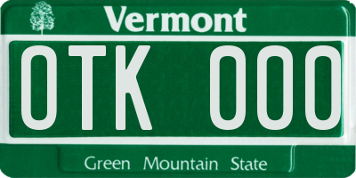 VT license plate OTK000