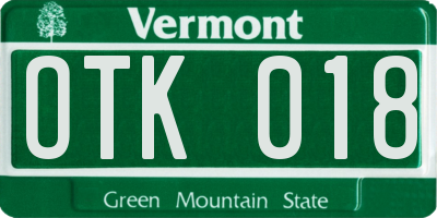 VT license plate OTK018