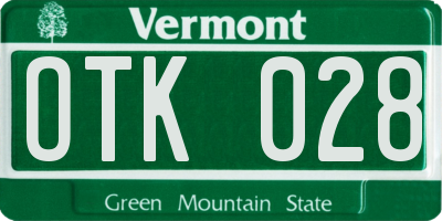 VT license plate OTK028