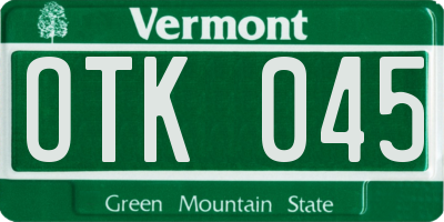 VT license plate OTK045