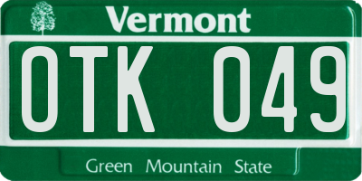 VT license plate OTK049