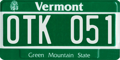 VT license plate OTK051