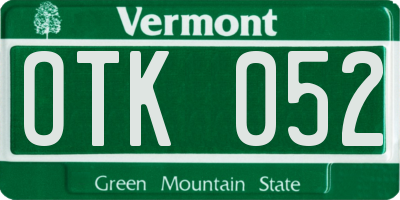 VT license plate OTK052