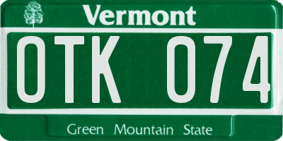 VT license plate OTK074