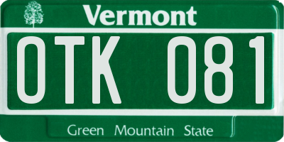 VT license plate OTK081