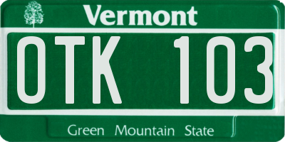VT license plate OTK103