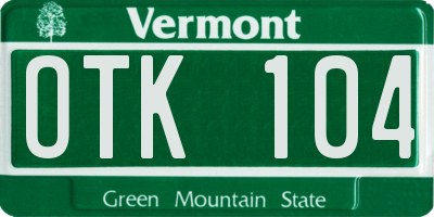 VT license plate OTK104
