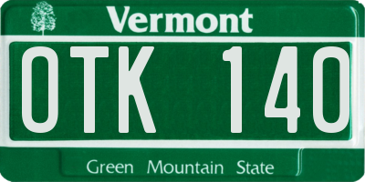 VT license plate OTK140