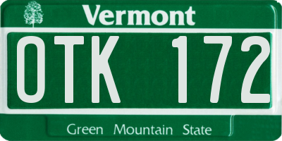 VT license plate OTK172