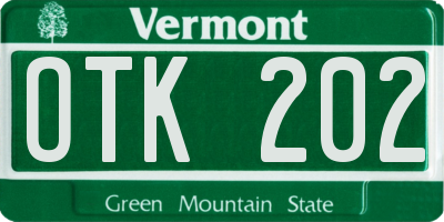 VT license plate OTK202