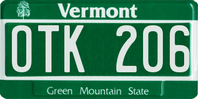 VT license plate OTK206