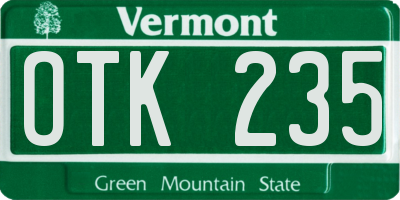 VT license plate OTK235