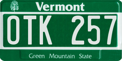 VT license plate OTK257