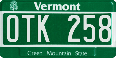 VT license plate OTK258