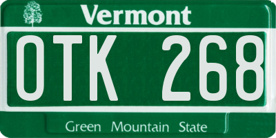 VT license plate OTK268