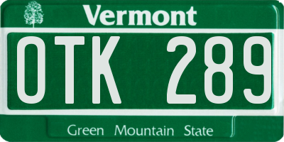 VT license plate OTK289