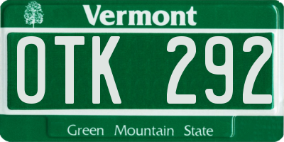 VT license plate OTK292