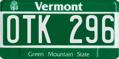 VT license plate OTK296