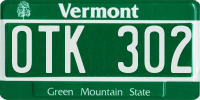 VT license plate OTK302