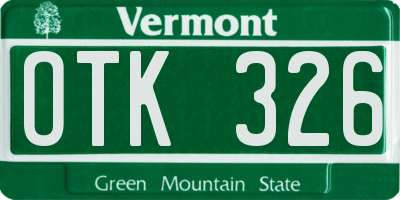 VT license plate OTK326